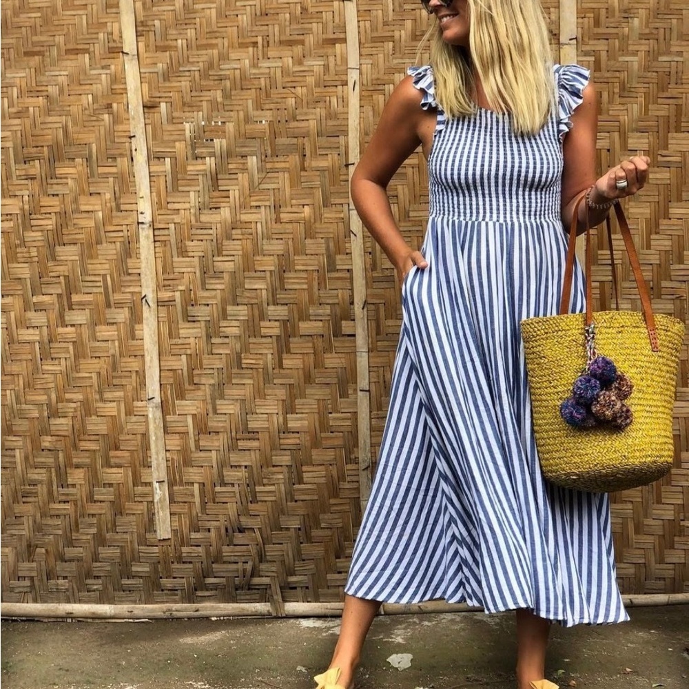 Mister Zimi Blue and White Striped Maxi Dress